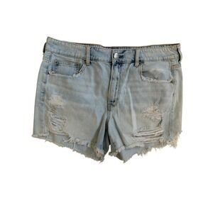 American Eagle Womens Light Wash Distressed Denim Cut Off Shorts 14 Distressed